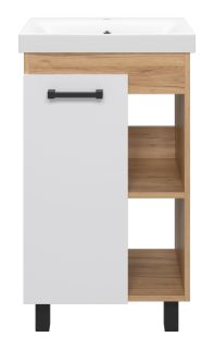 Напольная тумба под раковину Misty Крафт 50см белый/дуб крафт золотой